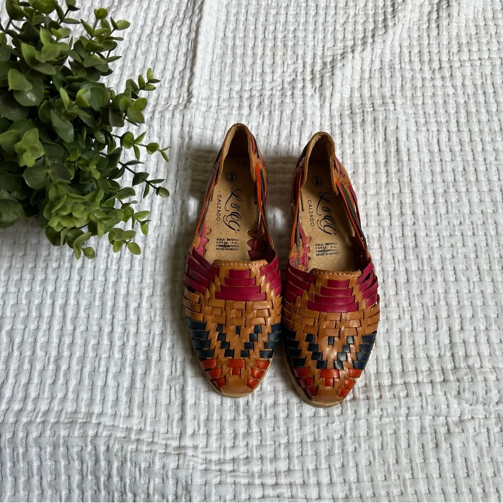 Colorful Woven Leather Flats